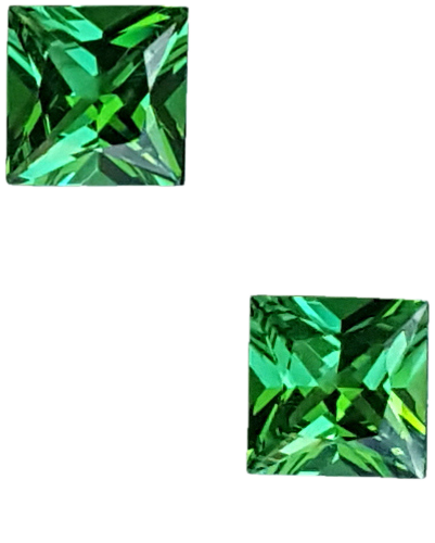 5mm Princess Cut Fine Intense Green Tsavorite Pair