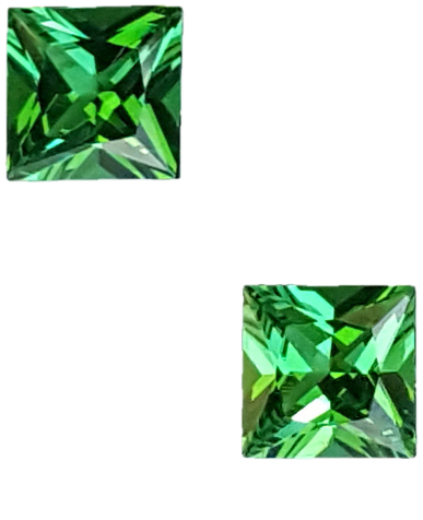5mm Princess Cut Fine Intense Green Tsavorite Pair