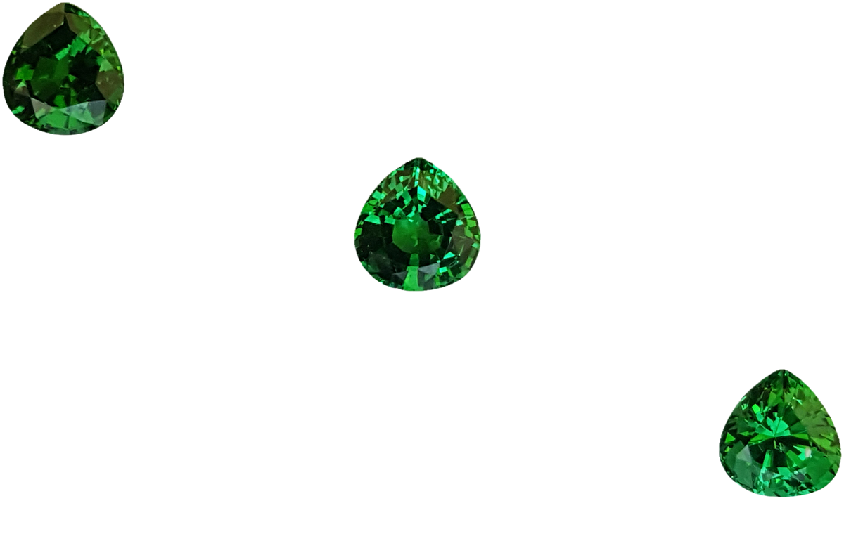 Heart shape Fine Intense Green Tsavorite Set