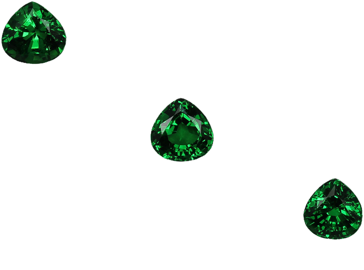 Heart shape Fine Intense Green Tsavorite Set