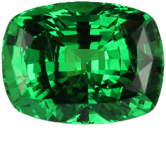 4.28ct Cushion Fine Intense Green Tsavorite