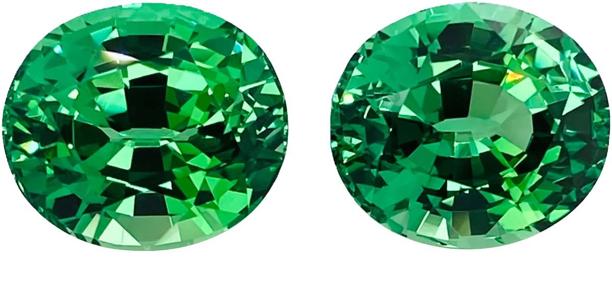 0.13ct Oval Bright Green Tsavorite Pair