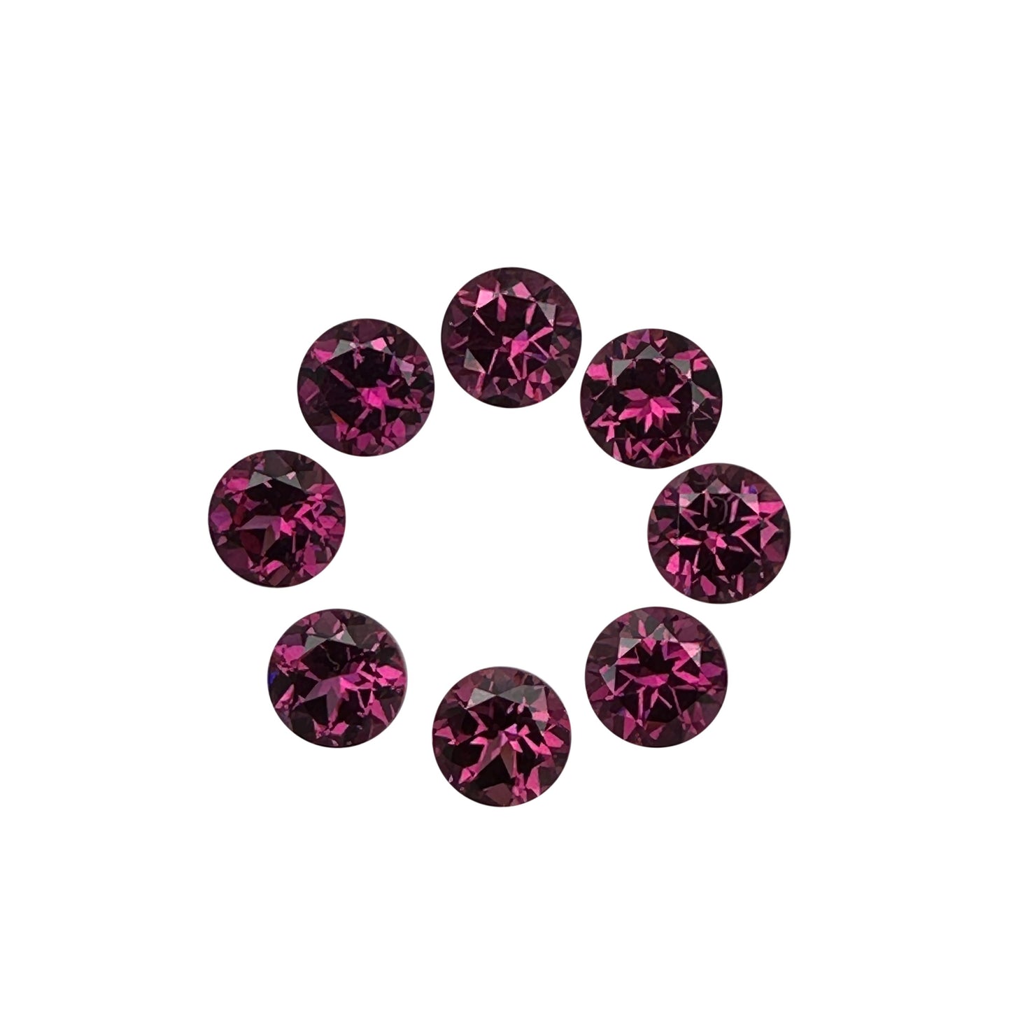 7mm Round Open Burgundy Rhodolite