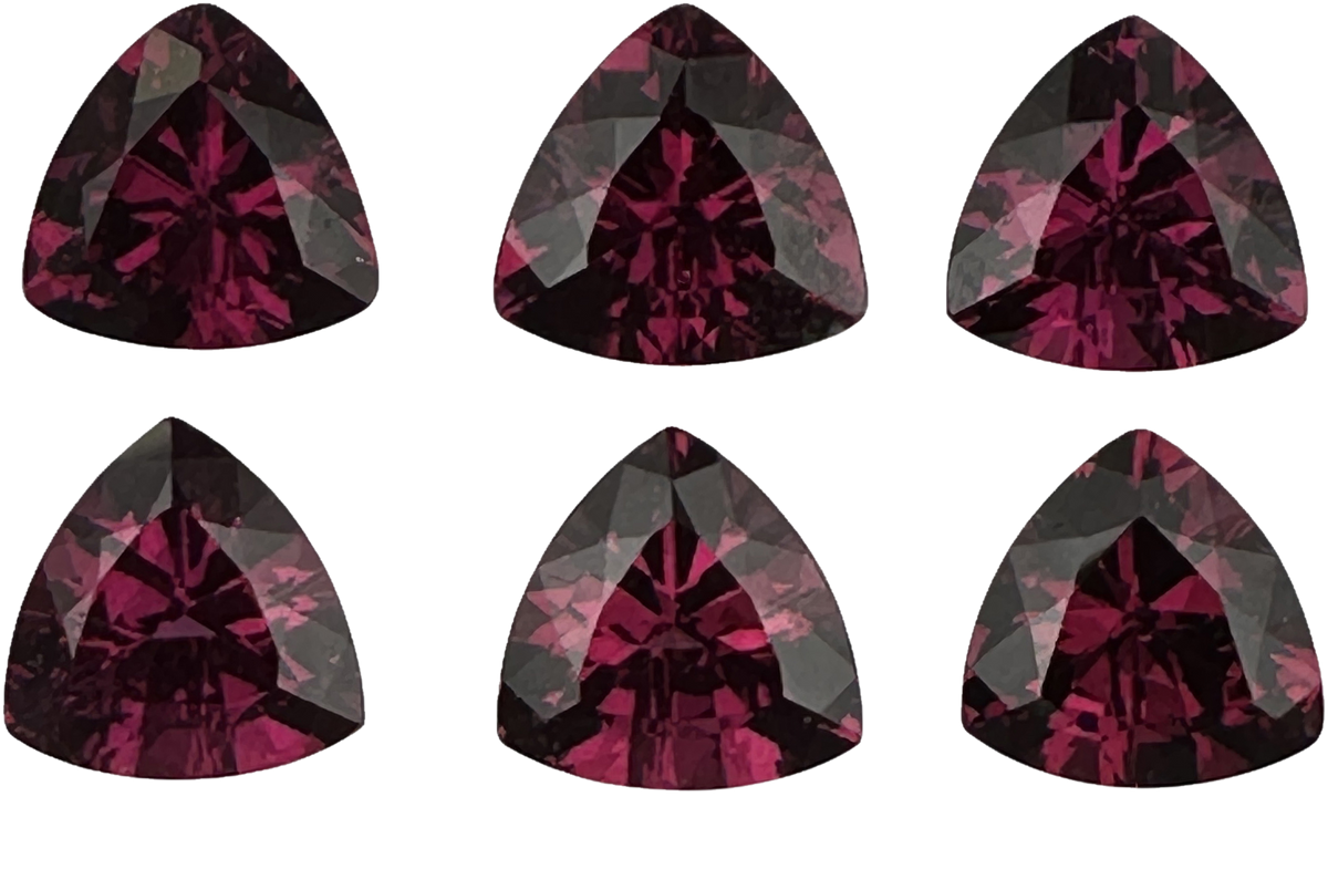 9mm Trillion Open Burgundy Rhodolite