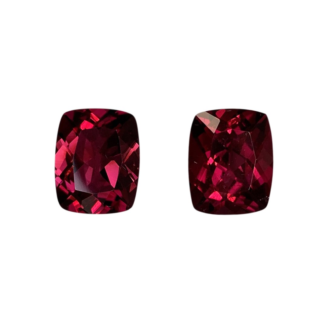 10x8mm Cushion Reddish Color Rubellite Pair