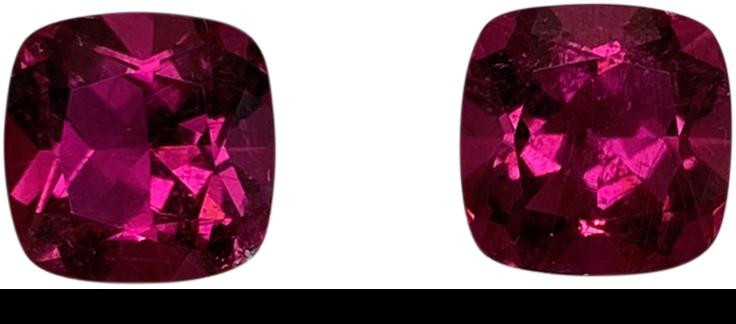8mm Cushion Fuchsia Color Rubellite Pair
