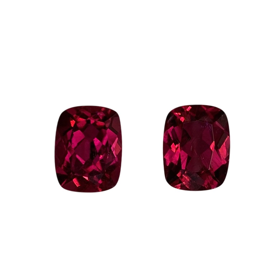 9x7mm Cushion Reddish Color Rubellite Pair