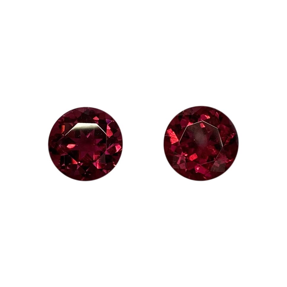 8mm Round Reddish Color Rubellite Pair