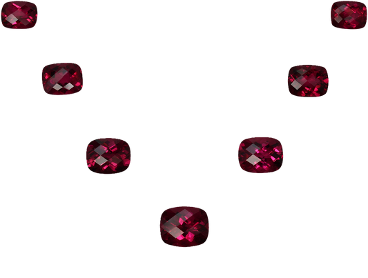 9x7mm Cushion Reddish Color Rubellite Suite