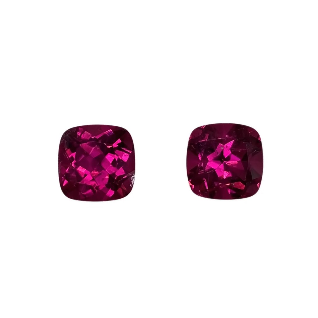 8mm Cushion Fuchsia Color Rubellite Pair