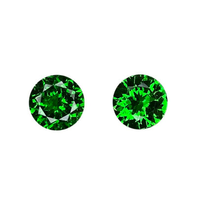 6mm Round Fine Intense Green Tsavorite Pair
