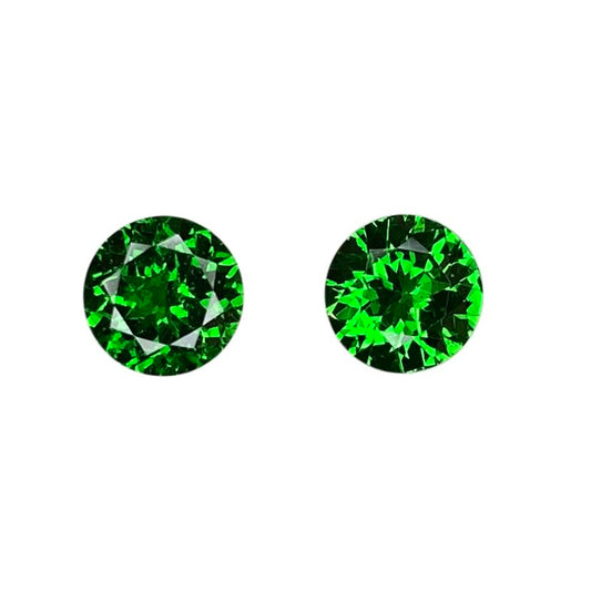 6mm Round Fine Intense Green Tsavorite Pair