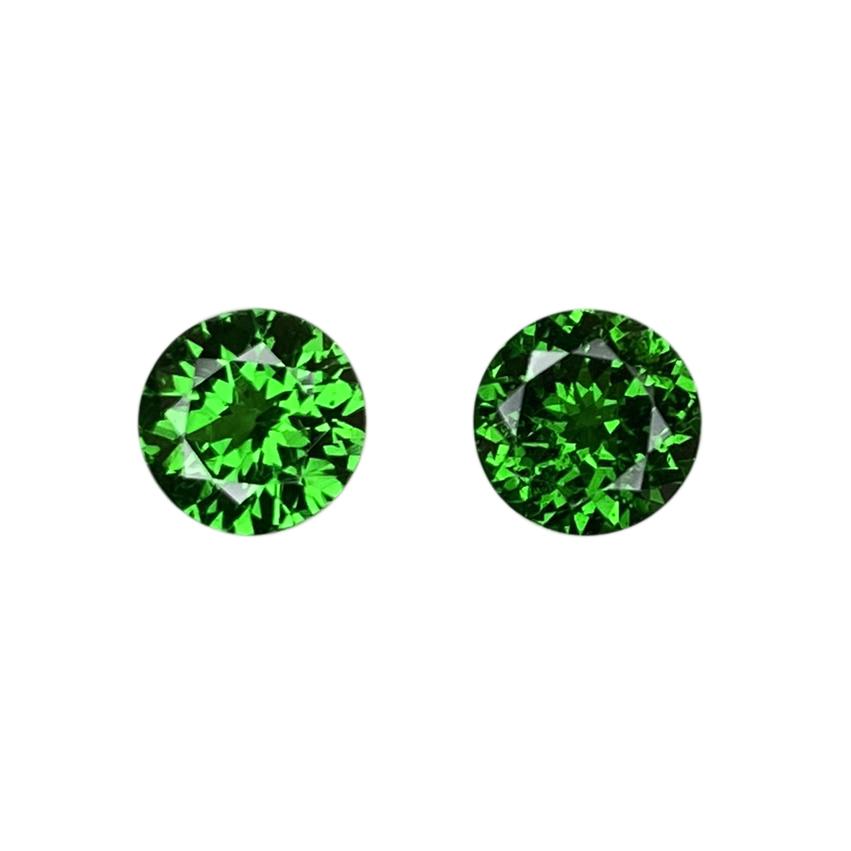 6mm Round Fine Intense Green Tsavorite Pair