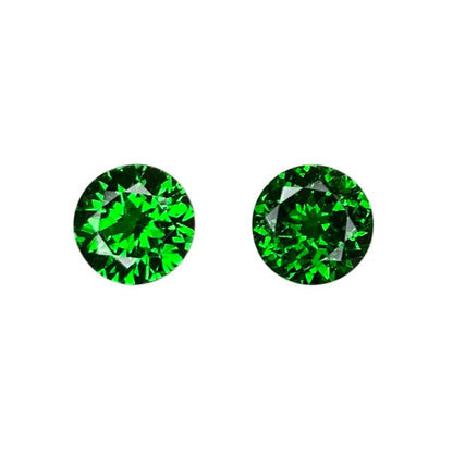 6mm Round Fine Intense Green Tsavorite Pair