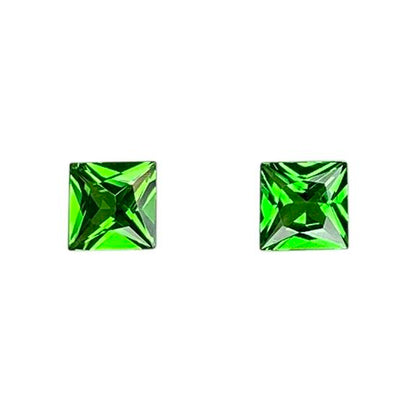 4mm Princess Cut Bright Green Tsavorite Pair