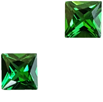 4mm Princess Cut Bright Green Tsavorite Pair