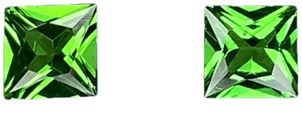 4mm Princess Cut Bright Green Tsavorite Pair