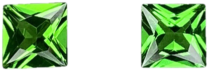 4mm Princess Cut Bright Green Tsavorite Pair