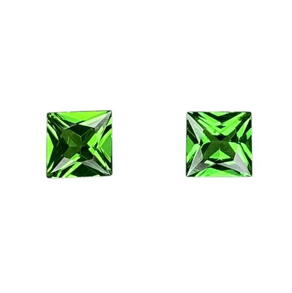 4mm Princess Cut Bright Green Tsavorite Pair