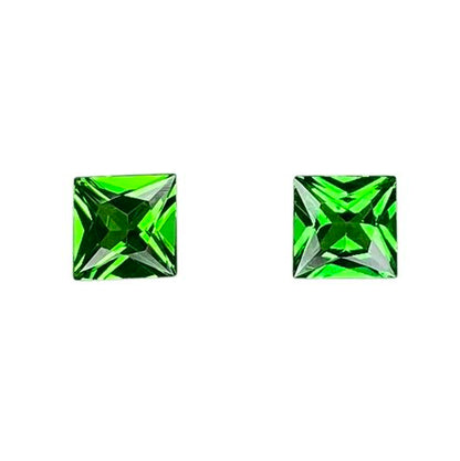4mm Princess Cut Bright Green Tsavorite Pair