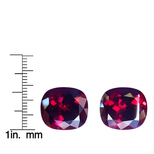 31.6ct Cushion Open Burgundy Rhodolite Pair