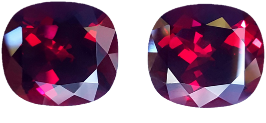 31.6ct Cushion Open Burgundy Rhodolite Pair