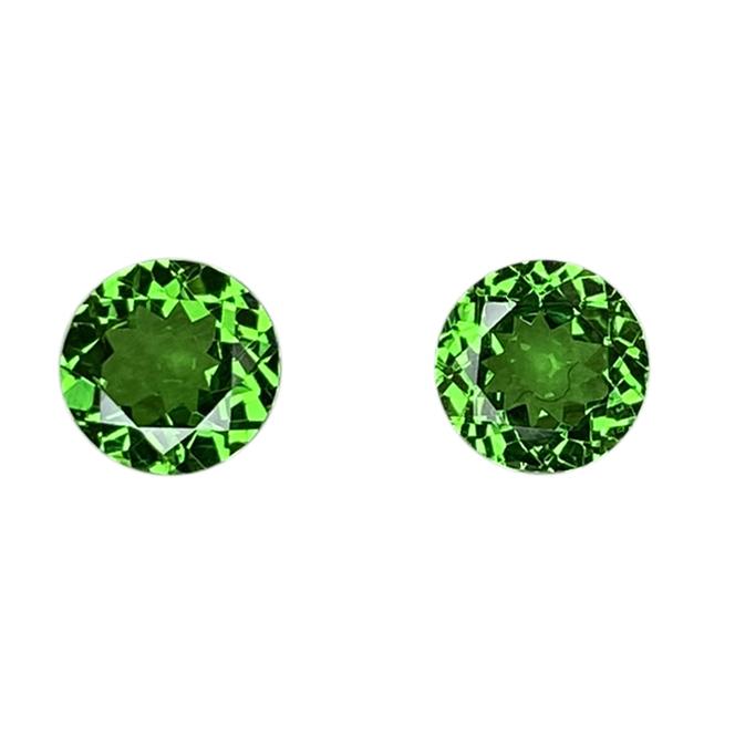 6mm Round Fine Intense Green Tsavorite Pair