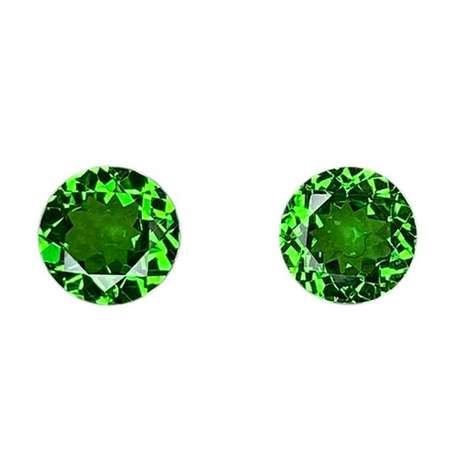 6mm Round Fine Intense Green Tsavorite Pair