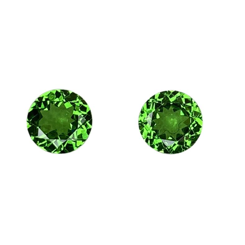 6mm Round Fine Intense Green Tsavorite Pair