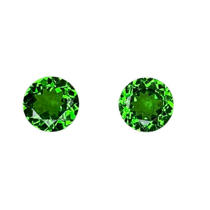 6mm Round Fine Intense Green Tsavorite Pair