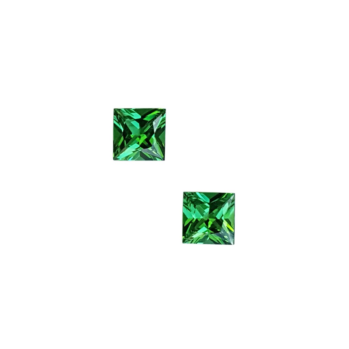 5mm Princess Cut Fine Intense Green Tsavorite Pair