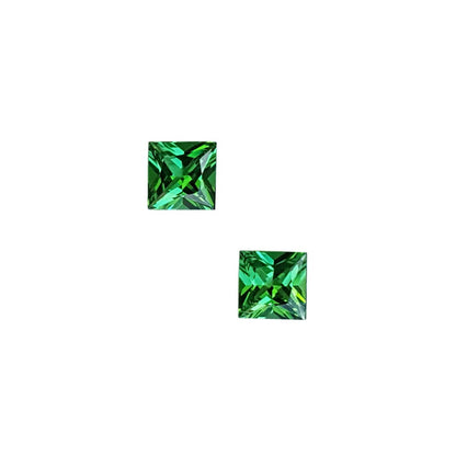 5mm Princess Cut Fine Intense Green Tsavorite Pair