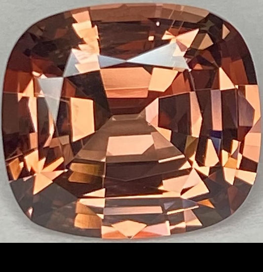 7.74ct Cushion Peach Malaya Garnet