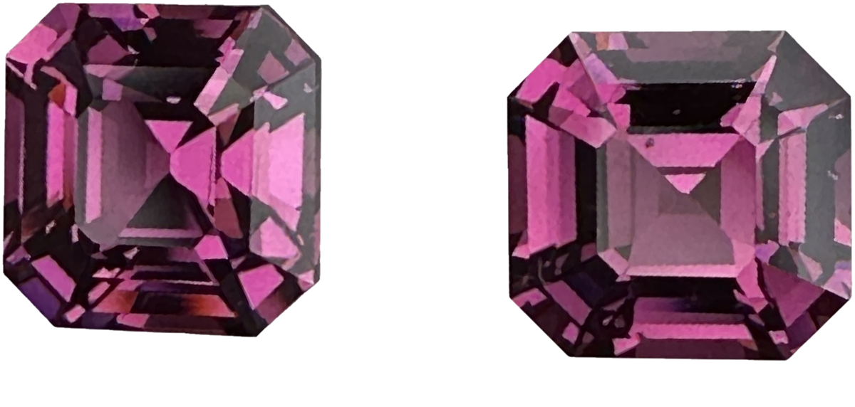 10.44ct Octagon Magenta Rhodolite Pair