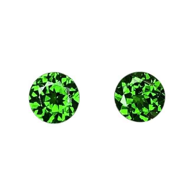 5.7mm Round Deep Saturated Green Tsavorite Pair