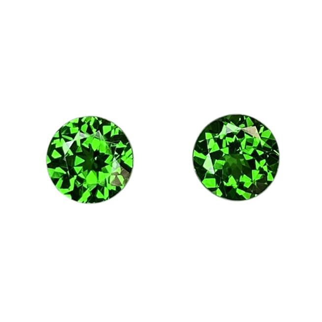 5.7mm Round Deep Saturated Green Tsavorite Pair