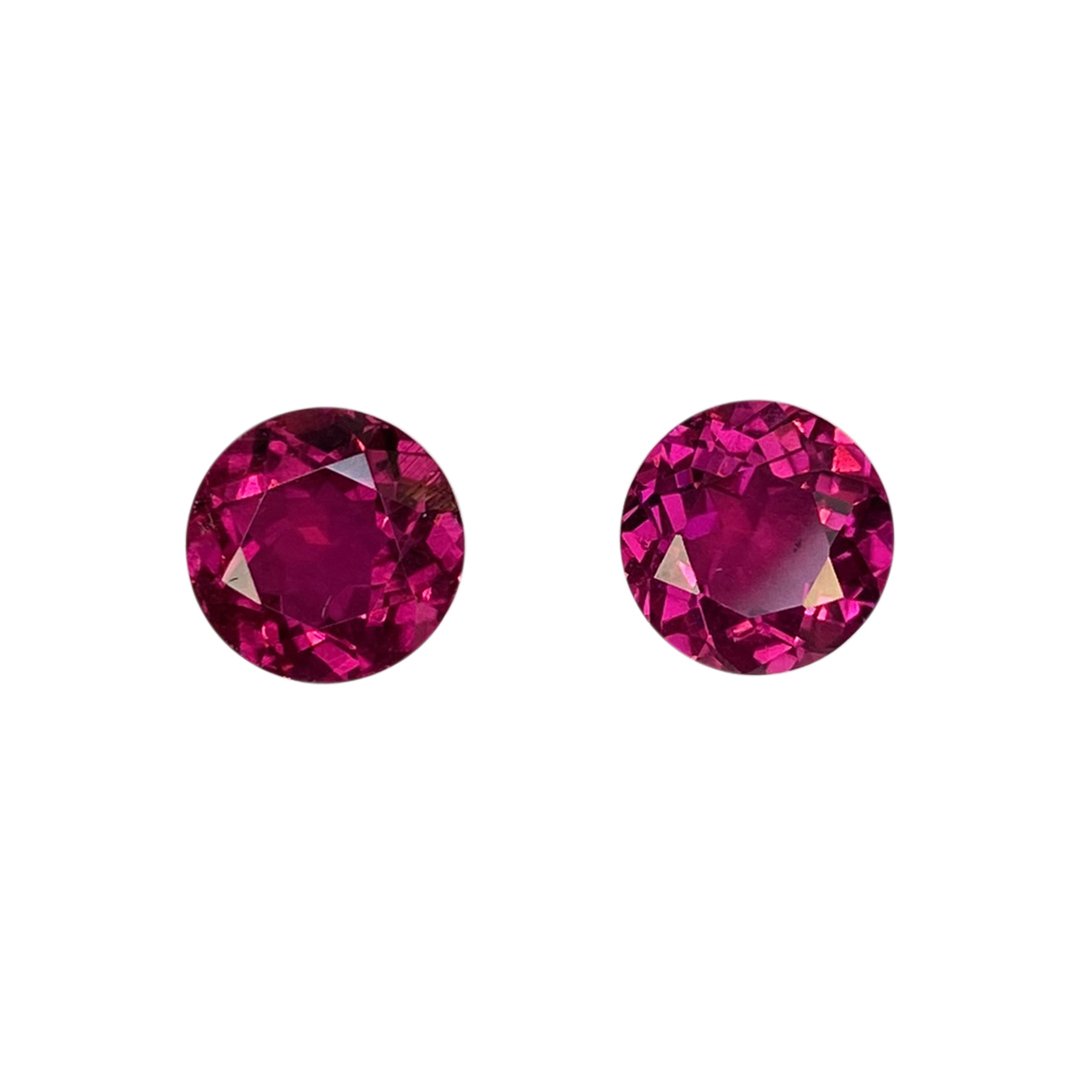 8mm Round Reddish Color Rubellite Pair