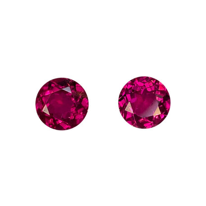 8mm Round Reddish Color Rubellite Pair