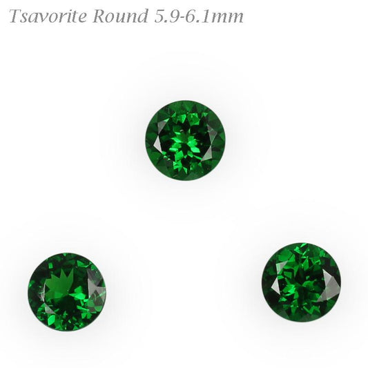 6mm Round Fine Intense Green Tsavorite
