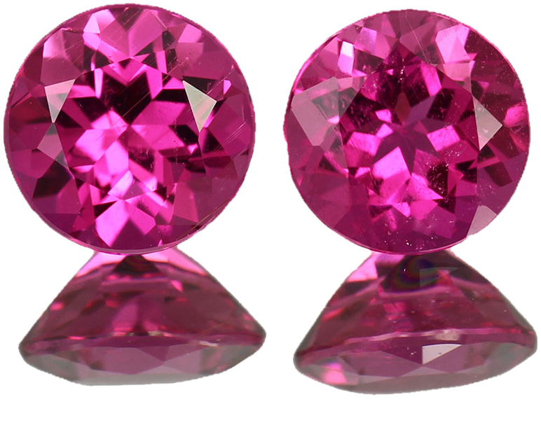 7mm Round Rubellite Pair
