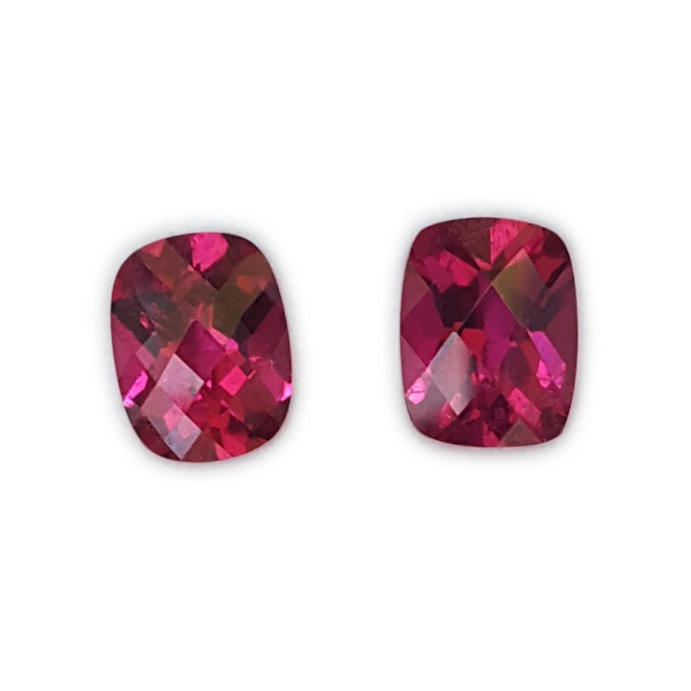 9x7mm Cushion Rubellite Pair