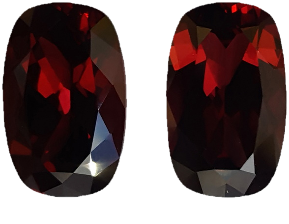14.17ct Cushion Reddish Rhodolite Pair