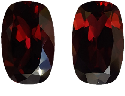 14.17ct Cushion Reddish Rhodolite Pair