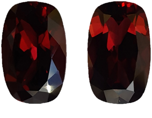 14.17ct Cushion Reddish Rhodolite Pair