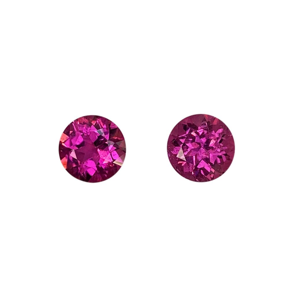 8mm Round Fuchsia Color Rubellite Pair