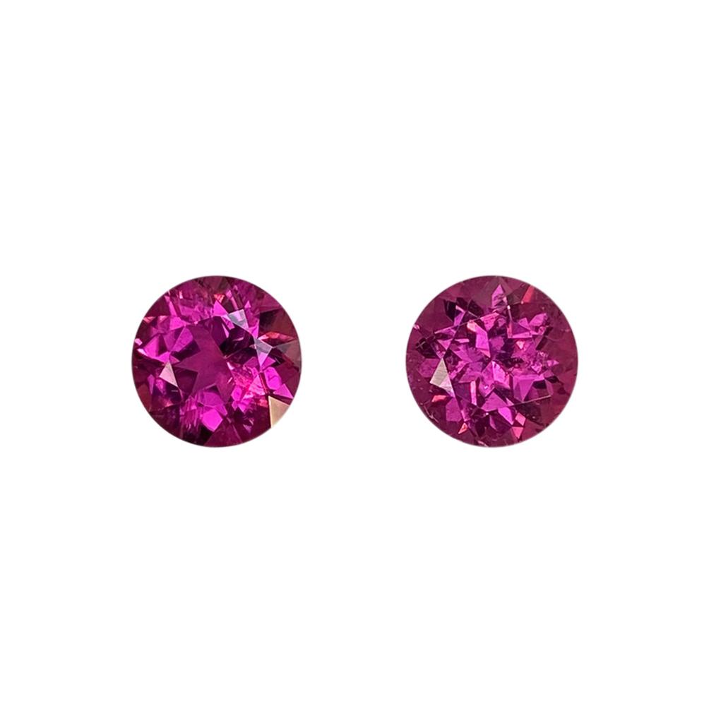8mm Round Fuchsia Color Rubellite Pair