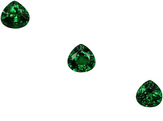 Heart shape Fine Intense Green Tsavorite Set