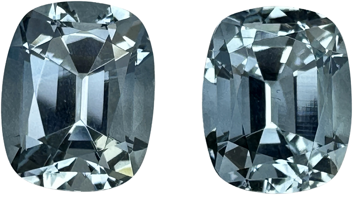10x8mm Cushion Very Light Aquamarine Pair