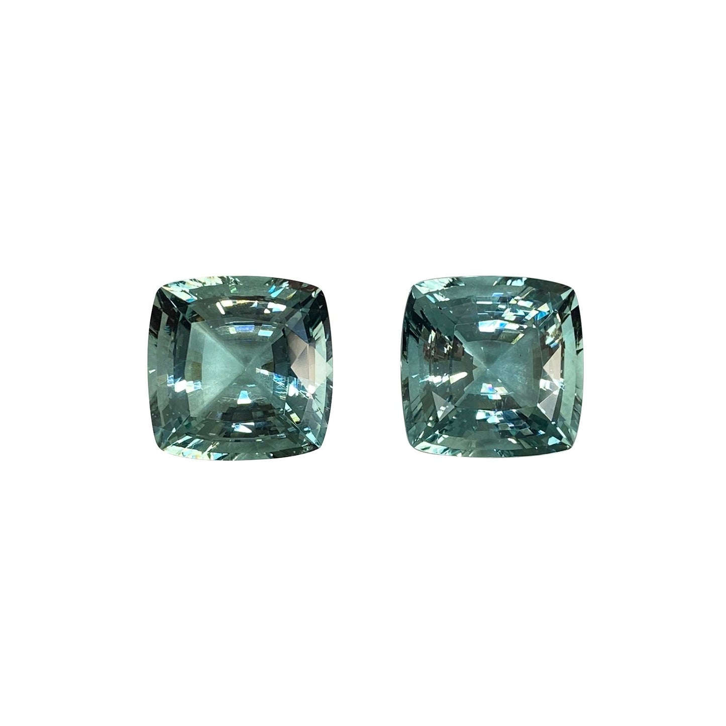 38.28ct Cushion Seafoam Beryl Pair