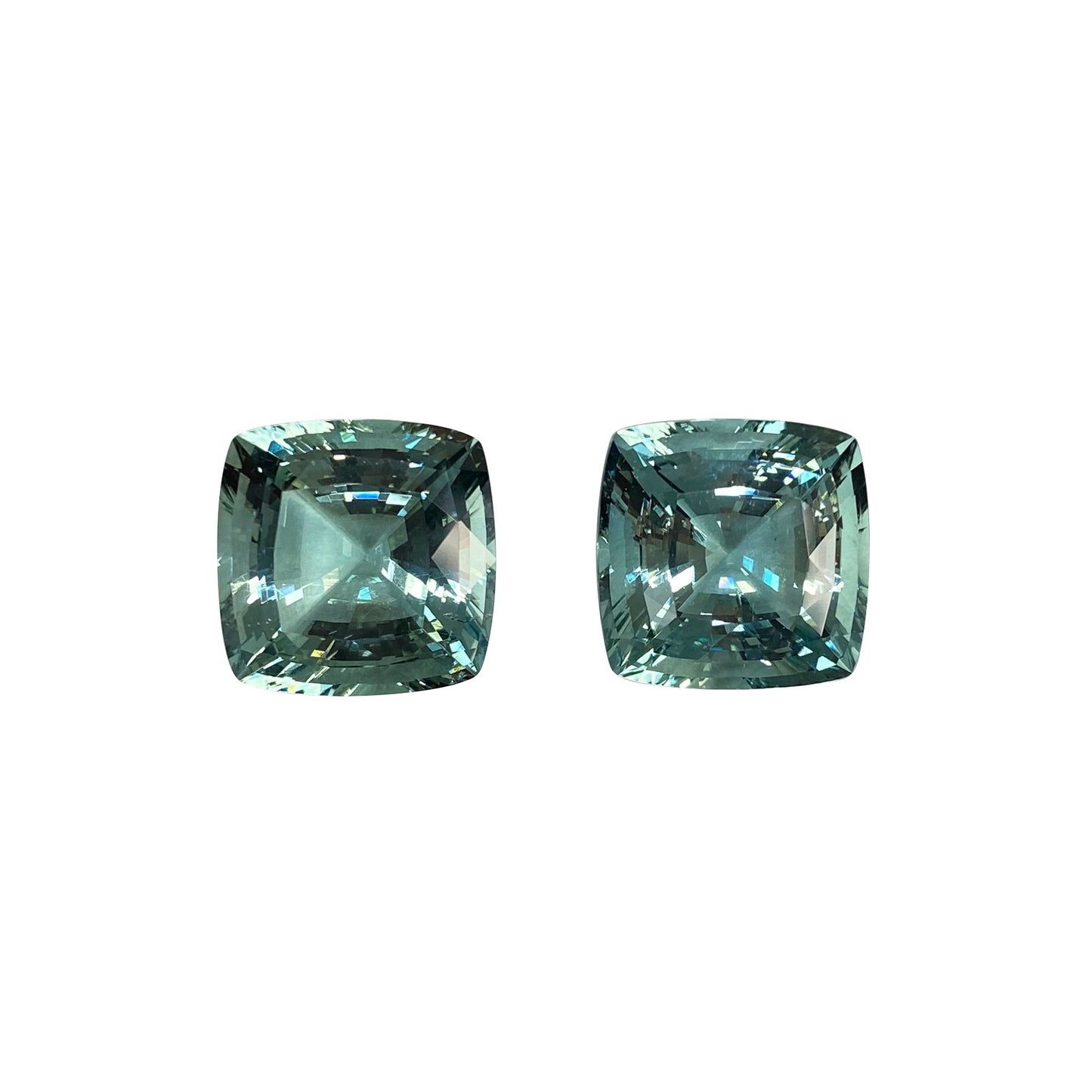 38.28ct Cushion Seafoam Beryl Pair
